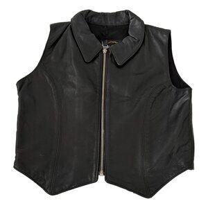 Hawg Motorcycle Black Leather Vest Womens Size S Canadian Legend Made in Canada